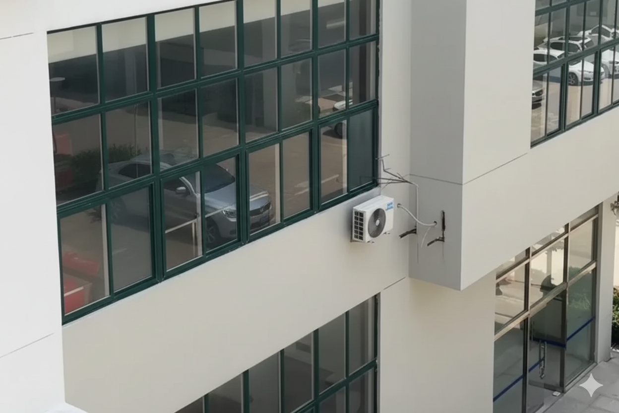 Po: Biurowiec - mycie elewacji szklanej